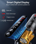Smart digital display on Beast Mode Cordless Vacuum Cleaner With 650W Motor And 55KPa Suction 60 Minute Runtime 8 In 1 Stick Vacuum