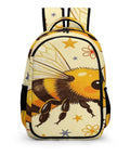 Dope Starry Floral Patriot Bee Print Backpack for unisex use, large capacity, durable polyester, smooth zipper.
