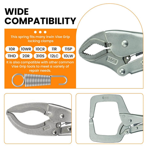 Ten 40mm Heavy Duty Replacement Springs For Vise Grips Locking Tool Parts Universal Fit for multiple clamp models.
