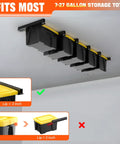 Garage Ceiling Bin Storage Rack, Adjustable Heavy Duty Overhead Tote Rail System For Five Bins, Bins Not Included shown installed