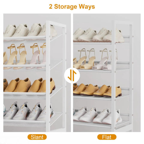 Heavy Duty Metal Vertical Shoe Rack Stackable Eight Tier White Organizer To Store Up To Fifty Pairs Of Footwear At Entryways Or Closets While Saving Floor Space And Keeping Your Daily Kicks Looking Crisp And Fully Sorted All Season Long