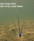 Five Pack Spider Sinkers For Surf Fishing Heavy Duty Lead Weights 1 To 8 Ounces sinking underwater showing stainless steel wires