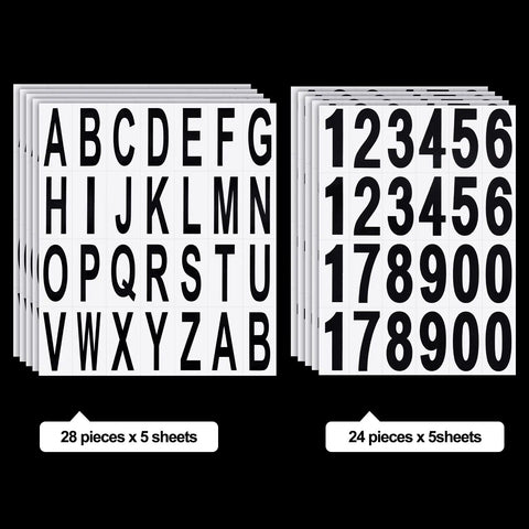 Mailbox Numbers And Letters Stickers For Outdoor Use, Black Vinyl Address Decals for Home or Apartment in sheet format