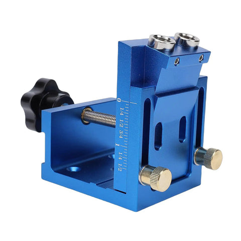 Premium Pocket Hole Jig Kit Featuring Adjustable 15 Degree Drill Guide And Dual Scale Slider for precision wood jointing.