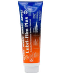 Front view of Haynes Lubri-Film Plus food-grade sanitary lubricant tube, 4 oz, orange and blue packaging