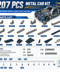 207 pieces of Metal Racing Car Kit With 207 Pieces And Real Tools For A Hands On STEM Build Your Own Race Car For Boys 8 12 Teens