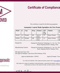 Certificate of Compliance for Quick Response Chrome Fire Sprinkler Head One Half Inch Npt showing specifications and approval details.