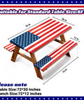 All American Patriotic Picnic Table Cover Set With Bench Covers American Flag Waterproof Windproof Fitted Tablecloth Elastic 72x30 Inch Table Cover For 4th Of July And 250th Anniversary Outdoor Camping Memorial Day Decor