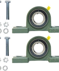 Two Pack Mounted Pillow Block Bearing 1 Inch Bore With Solid Cast Iron Base Self Alignment Includes Screws And Nuts