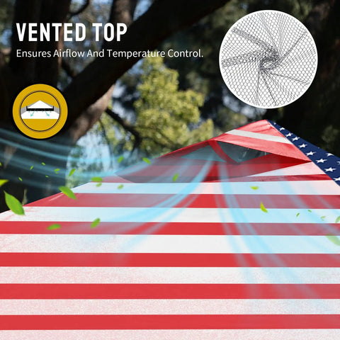 Vented top of 10x10 Pop Up Canopy Tent With One Push Setup No Fuss Easy Outdoor Sun Shade For Events Parties And Camping