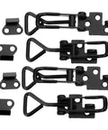 4 Pack Heavy Duty Stainless Steel Quick Release Toggle Latch Clamps With Lock Holes, Adjustable Pull Clamp set displayed
