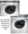 No Center Stem Sink Strainer With Optional Stopper For Three And A Half Inch Drains And Garbage Disposals in stainless steel sink