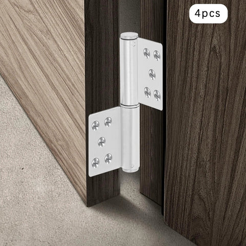Set Of Four Heavy Duty 304 Stainless Steel Door Hinges In Brushed Silver Finish For Smooth Quiet Operation, High Load Capacity, Easy Installation And Maintenance, Durable Replacement Or New Door Hardware installed on a wooden door.