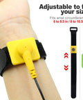 Anti Static Wrist Strap 11 Inch Adjustable ESD Wristband With Grounding Clip For Electronics And PC Building, worn on wrist