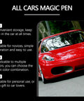 All Cars Magic Pen For Scratch Repair, 2 Pack Car Scratch Remover Pens shown with red sports car illustration