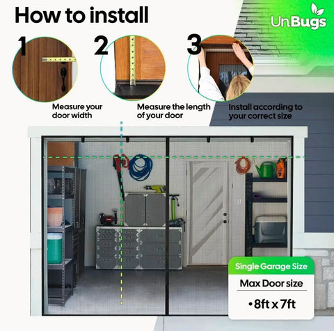 Installation guide for One Car Garage Screen Door With Magnetic Hands Free Closure, Fits Openings Up To Nine Feet Wide And Seven Feet Tall