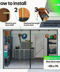 How to install Single Car Garage Screen Door Fits Openings Up To Eight Feet Wide And Seven Feet Tall Easy Install Self Closing Hands Free Magnet Closure Keeps Bugs Out And Lets Fresh Air In Pet Friendly Kid Safe