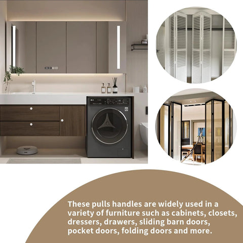 Recessed Cabinet Pulls 2 Inch Round White Flush Door Pulls Stainless Steel Finger Handles for closet sliding barn doors