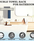 Double Bar Towel Rack For Bathroom Wall Mount 304 Stainless Steel Brushed Nickel Finish Towel Holder above bathtub