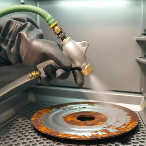 Using Air Sandblasting Gun For Sandblasting Cabinets Compatible With 990L And 1200L Models for rust removal on metal surface