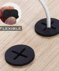 3/4 Inch Cable Grommet Set For Desks And Furniture, Silicone Rubber Black Hole Covers, flexible cable pass-through