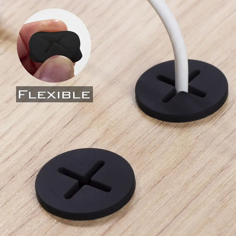 3/4 Inch Cable Grommet Set For Desks And Furniture, Silicone Rubber Black Hole Covers, flexible cable pass-through