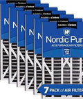 Premium 16x25x3 Air Filter Replacement With Carbon Media MERV 12 Pleated Design Actual Size 15 13/16 x 24 5/16 x 3 Pack of 7