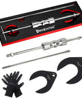 Inner CV Axle Puller Removal Tool with slide hammer, 48mm 63mm CV joint fork adapters, heavy-duty steel, six-piece set with EVA box