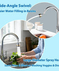 360 Degree Swivel Kitchen Faucet Aerator Replacement 2 Function Stream Spray attatched to sink with water running