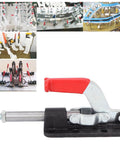Push Pull Toggle Clamp For Heavy Duty Welding And Fabrication, 30607M Or 36330M, shown with industrial fixtures and workbenches.