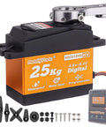 Waterproof 25kg All Metal Gears Servo For RC Cars Trucks Crawlers Buggies Boats Planes And Robotics HV Programmable Digital Steering 180 Degree Travel 8.4V Max Perfect For Outdoor All Terrain