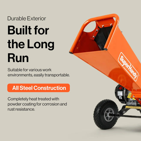 4-Inch Wood Chipper Shredder Mulcher, 9HP Gas-Powered Heavy Duty Chipping Machine for Yard, Steel Exterior, 10-Inch Wheels