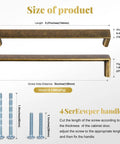 Antique Brass Solid Zinc Drawer Pulls Set 5 Inch Beefy Heavy Duty Cabinet Handles For Kitchen Cabinets Dressers Wardrobes And Furniture Modern Hardware For DIY Home Upgrades 10 Pack, size chart with 5.27-inch handle and screws