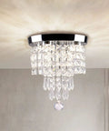 Led Crystal Chandelier Ceiling Light Flush Mount 9.8 By 12.4 Inches Chrome Fixture With 4 Light Sources No Bulbs Needed Flicker Free