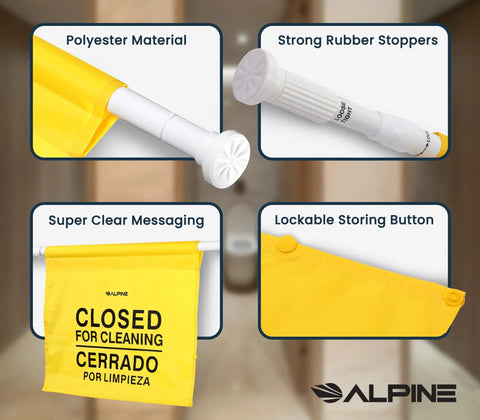 Built Different Two Pack Bilingual Restroom Closed Sign Heavy Duty Polyester Door Barricade Hanger English Spanish with rubber stoppers.