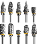 Hardcore Tungsten Carbide Rotary Burr Set With 10 Pieces 3mm Shank and 6mm Cutting Bit for wood, stone, and metal working
