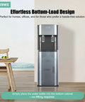 Bottom Loading Water Cooler Dispenser with No Heavy Lifting Three Temperature Settings for 5 Gallon Bottles, sleek dark gray finish.