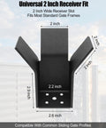 Heavy Duty Steel Slide Gate End Catch With Two Inch Receiver For Slick Sliding Gate Operation And Secure Yard Fence Alignment Built Damn Tough, showing 2 inch wide receiver slot.