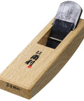 Mini Wood Hand Plane With Curved Sole For Round Surfaces, oak body, Japanese steel blade, top view