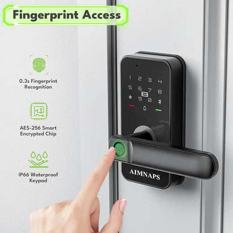 Skip The Keys Completely This Fingerprint Door Lock Has Auto Lock Smart Keypad Entry Card Backup And Classic Key Slot Comes In Sleek Matte Black For Bedrooms Or Front Doors To Keep Your Place Safe And Secure All Day Long