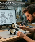 Man using 3D Printing Pen Kit With Adjustable Temperature And Stepless Speed PLA And ABS Compatible LCD Display for creative art project