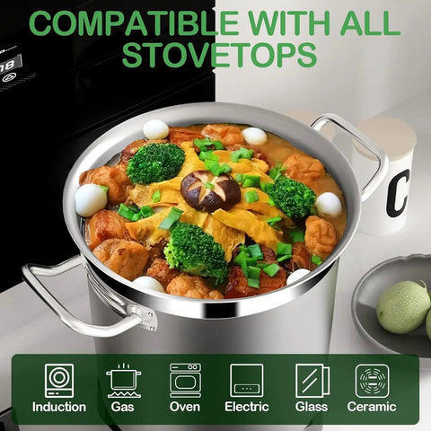 Giant 122 Quart Stainless Steel Stock Pot With Tap Lid For Big Batches Heavy Duty Induction Gas Electric Compatible Thickened Bottom