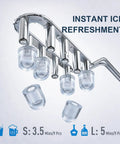 Instant ice cubes being released from ice maker, highlighting Keep The Party Chill With This Countertop Ice Maker Delivering Up To 38 Lbs Per Day.