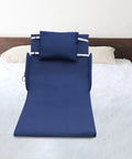Adjustable Electric Lift Backrest For Bed With Strong Steel Frame And Thick Sponge Lumbar Support Up To 330 Pounds on a bed.