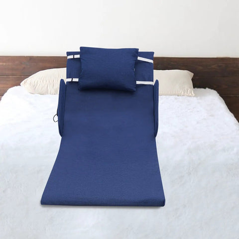 Adjustable Electric Lift Backrest For Bed With Strong Steel Frame And Thick Sponge Lumbar Support Up To 330 Pounds on a bed.