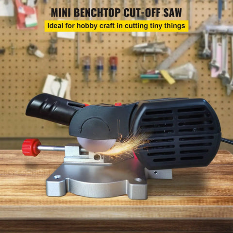 110V Mini Miter Cut Off Chop Saw With Dual Two and Five Sixteenths Inch Blades, Half Inch Cutting Depth for Wood Non Metals