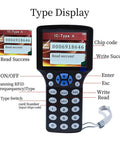 Multi Frequency RFID Reader Writer Kit With Free Software And USB For Easy Access Control And Home Security Reads And Writes HID And Other Cards Your Go To RFID Copier For Smart Cards And Gate Access That Just Works showing display with success indicators and buttons.