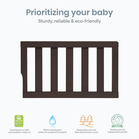 Toddler Guard Rail For Convertible Crib In Chocolate Chip Finish Solid Wood Bed Rail For Easy Toddler Bed Conversion Adds Bedtime Security