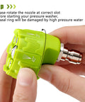 2-pack green plastic 6-in-1 pressure washer nozzle with 1/4 in quick-connect; adjustable 25°–40° spray angles