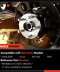 Rear Wheel Bearing And Hub Assembly For Mitsubishi Lancer 2008-2009 FWD 5-Lug Premium No-Fuss Drop-In Replacement installed view